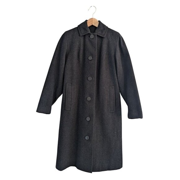 Vintage Marshall Field & Company Ranone Overcoat Charcoal Grey Lined Winter - Picture 1 of 8